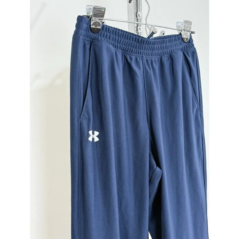 Under Armour Pants Mens Blue Fitted Tapered Athletic Track Mesh Zippers S NWT
